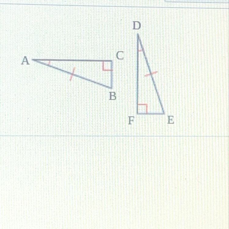 Which postulate or theorem could you use to prove AABC = ADEF?Choose the correct answer-example-1