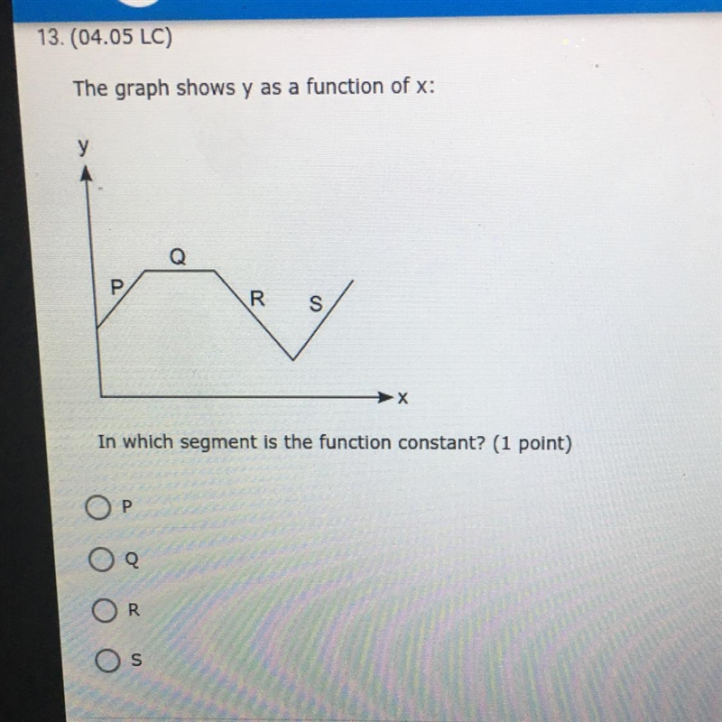 The graph shows y as a function of x:yQRsIn which segment is the function constant-example-1