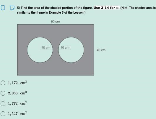 I am learning about the area and I'm having trouble with these questions. Would you-example-3