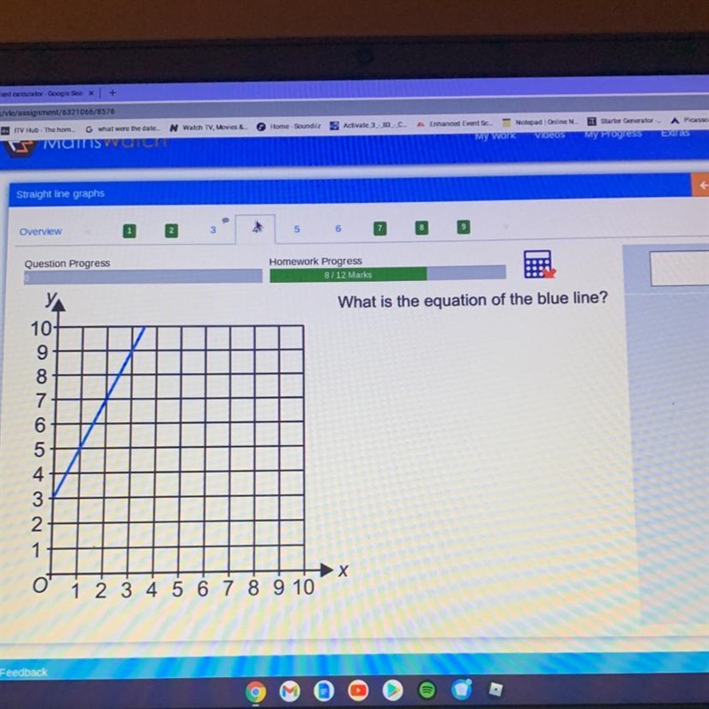 What is the equation of the blue line?-example-1