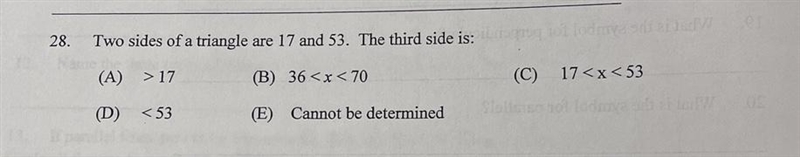 Two sides of a triangle are 17 and 53. The third side is?-example-1