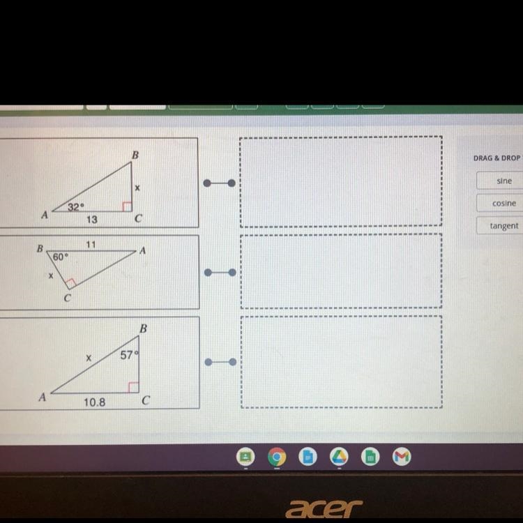 Which trig function would you use to solve each 1?-example-1