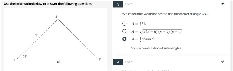 What formula do I use to find area? ABC-example-1