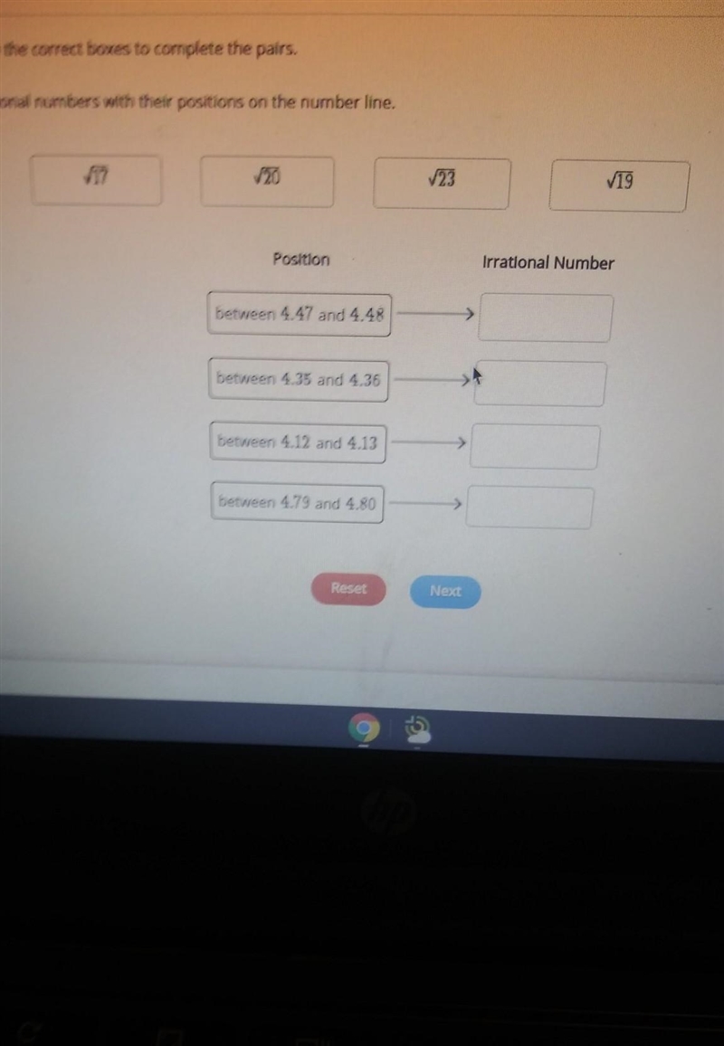 drag the tiles to the correct boxes to complete the pairs oh, match the irrational-example-1