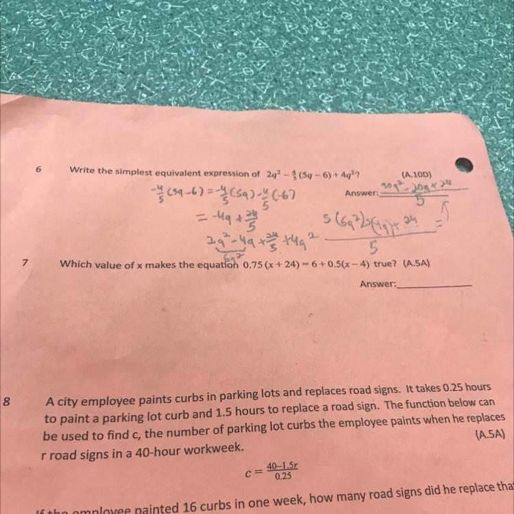 Please help me solve question 7 on my algebra 1 homework-example-1