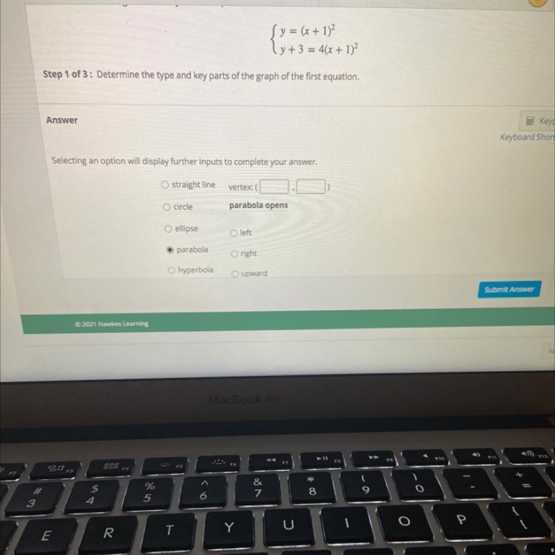 Determine the type and key parts of the graph of the equation-example-1