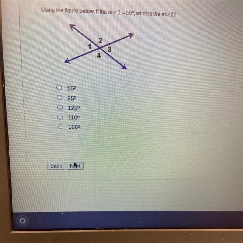 Using the figure below, if the m21= 55°, what is the m2?-example-1