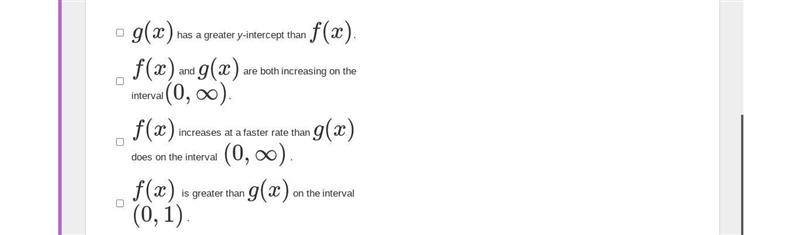 Consider two functions: f(x)=x2 and the function g(x) shown in the graph.Which statements-example-1