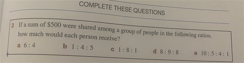 If a sum of $500 were shared among a group of people in the following ratios, how-example-1