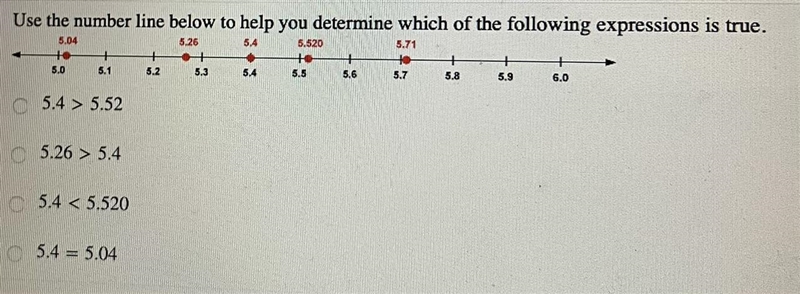 Use the number line below to help you determine which of the following expressions-example-1