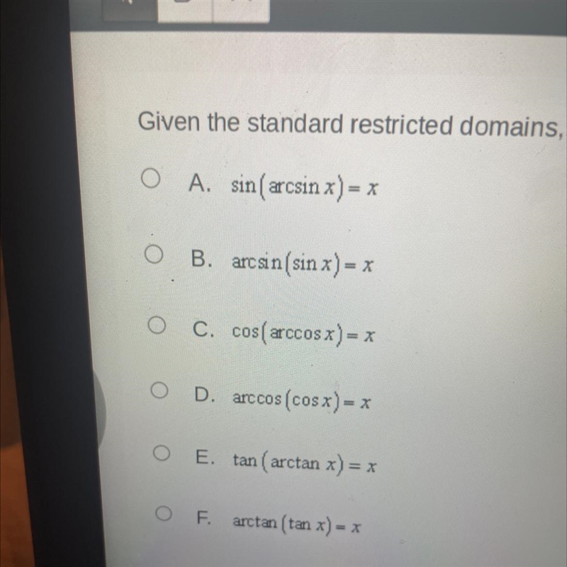 Given the standard restricted domains, which of the following relationships does not-example-1