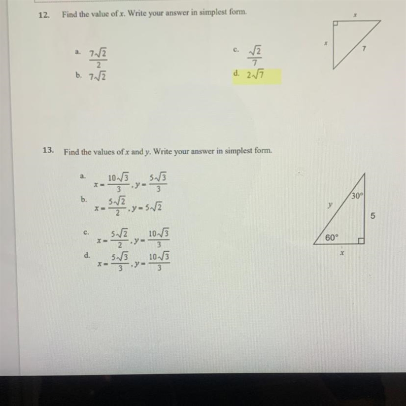 #13 find the values of x and y write your answer in simplest form-example-1