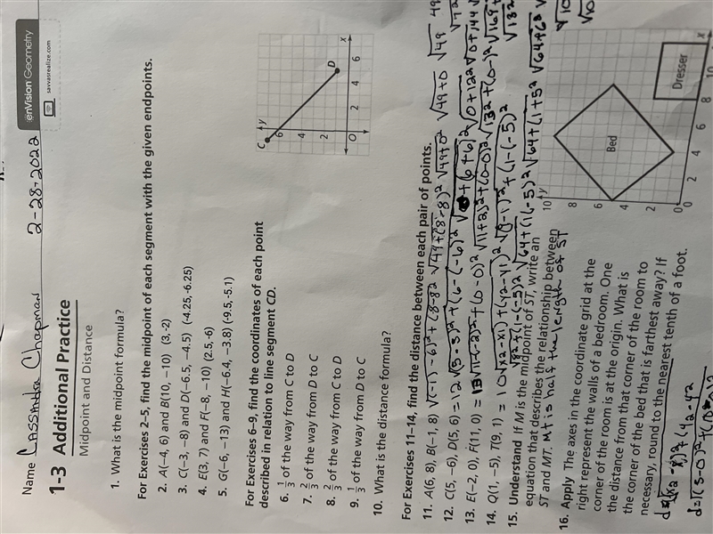 For Exercises 6-9, find the coordinates of each pointdescribed in relation to line-example-1