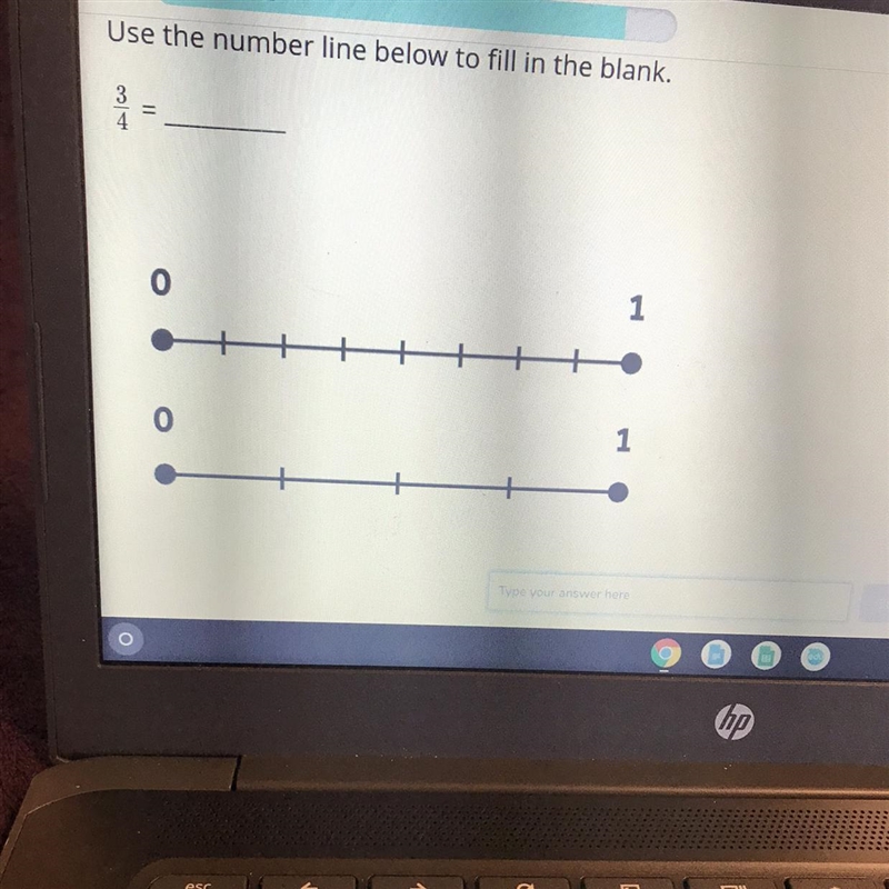 Use the number line below to fill in the blank. 3/4-example-1