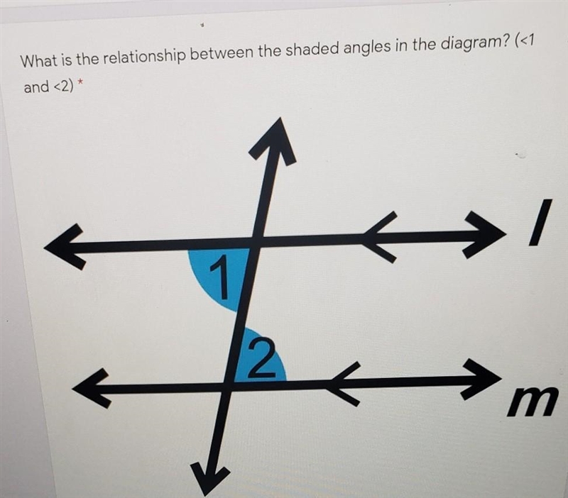 Using the diagram from #1, if m<1 = 56 degrees, what is the m<2 ?-example-1