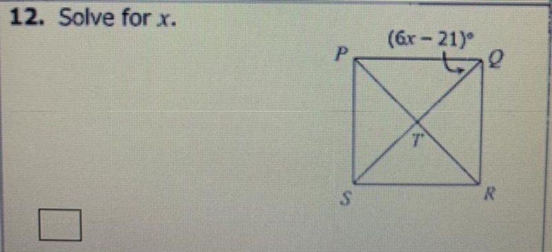 If each quadrilateral below is a square, find the missing measure-example-1