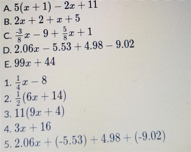 Match each expression in the first list with an equivalent expression from the second-example-1