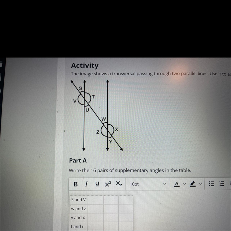 The image shows a transversal passing through two parallel lines. Use it to answer-example-1