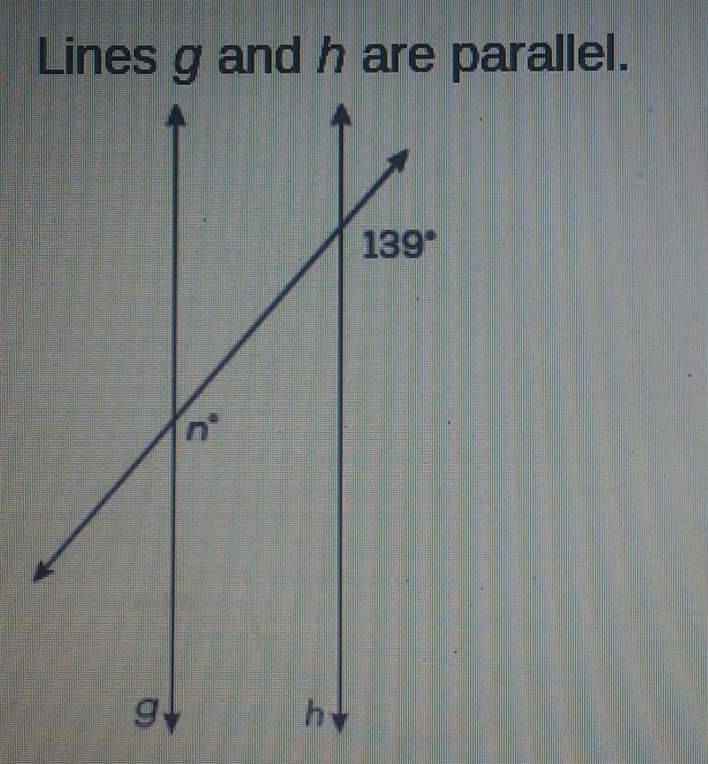 What is the value of n? A) 41° B) 139° C) 141°D) 180°-example-1