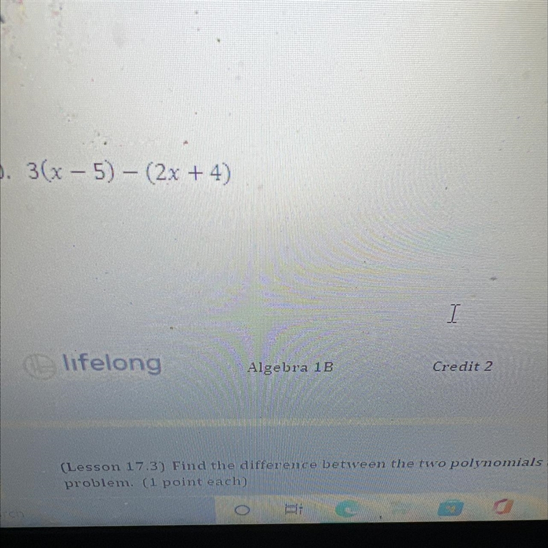 10. 3(x - 5) - (2x + 4)find each difference-example-1