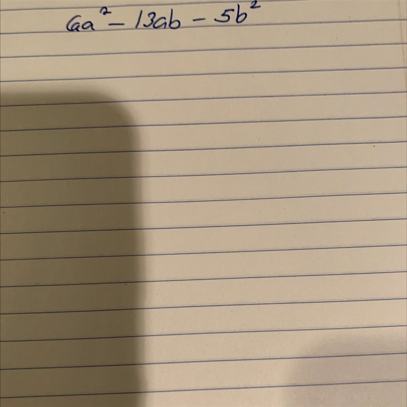 Factor this polynomial. 6a^2 -13ab-5b^2. Where do I even begin!?-example-1