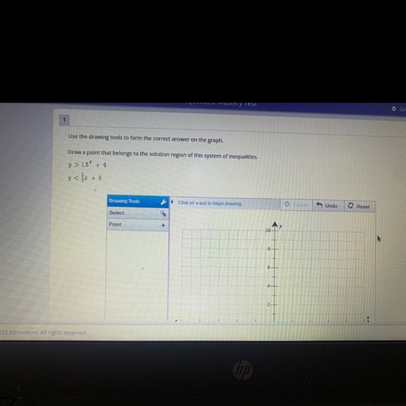 1Use the drawing tools to form the correct answer on the graph.Draw a point that belongs-example-1