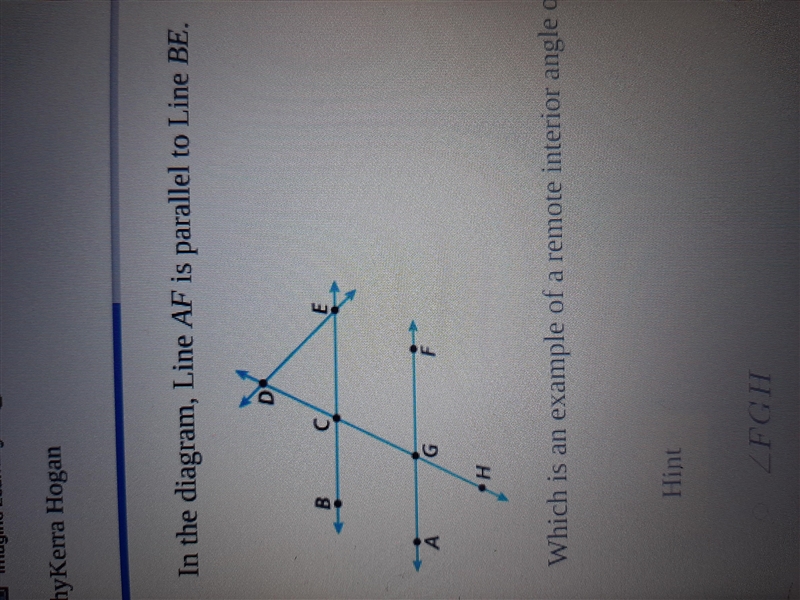 Which is an example of a remote i n t e r i o r angle of angle BCD-example-1