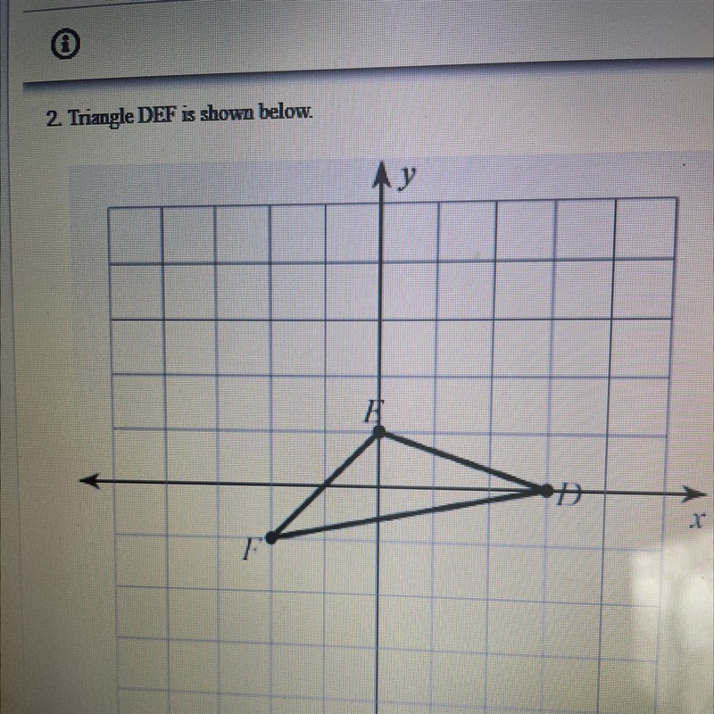 Geometry ?Use the photo to help me solveTriangle DEF is shown. What is the coordinate-example-1