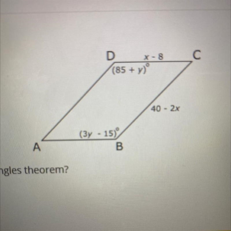 Which equation is made true by the opposite angles theorem?-example-1