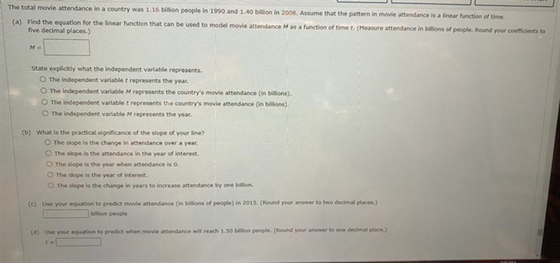 The total movie attendance in a country was 1.16 billion people in 1990 and 1.40 billion-example-1