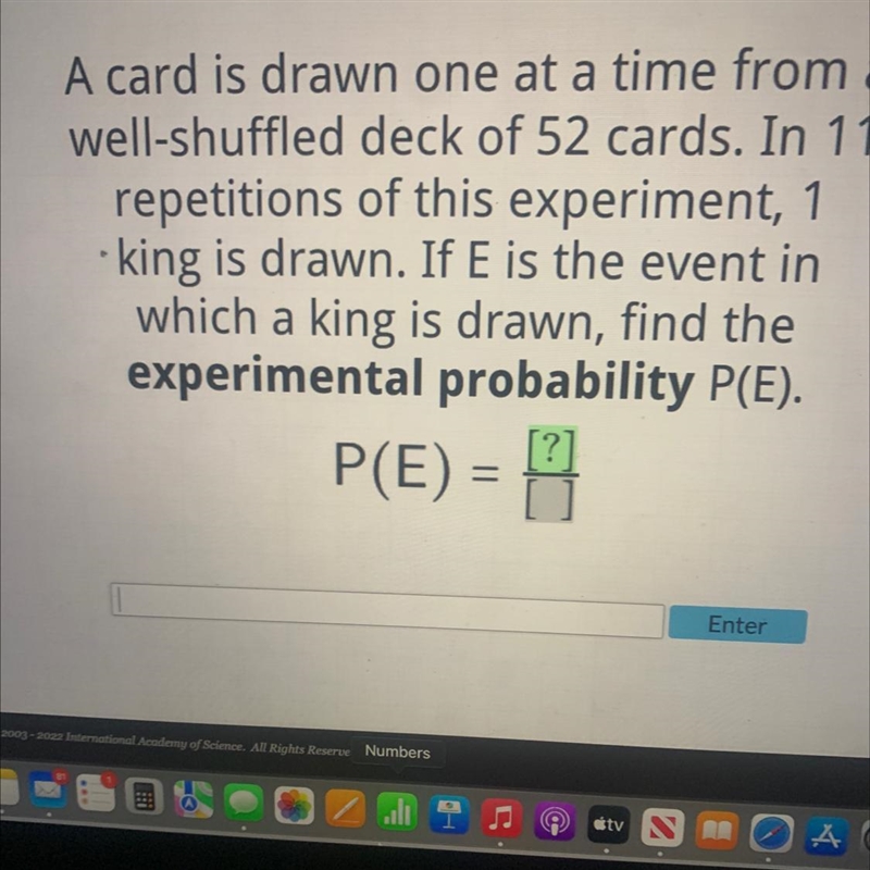 A card is drawn one at a time from a well-shuffled deck of 52 cards. In 11 repetitions-example-1