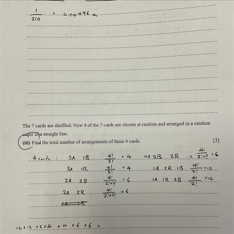 The seven cards are [A A A B B R R] how do I solve this?-example-1