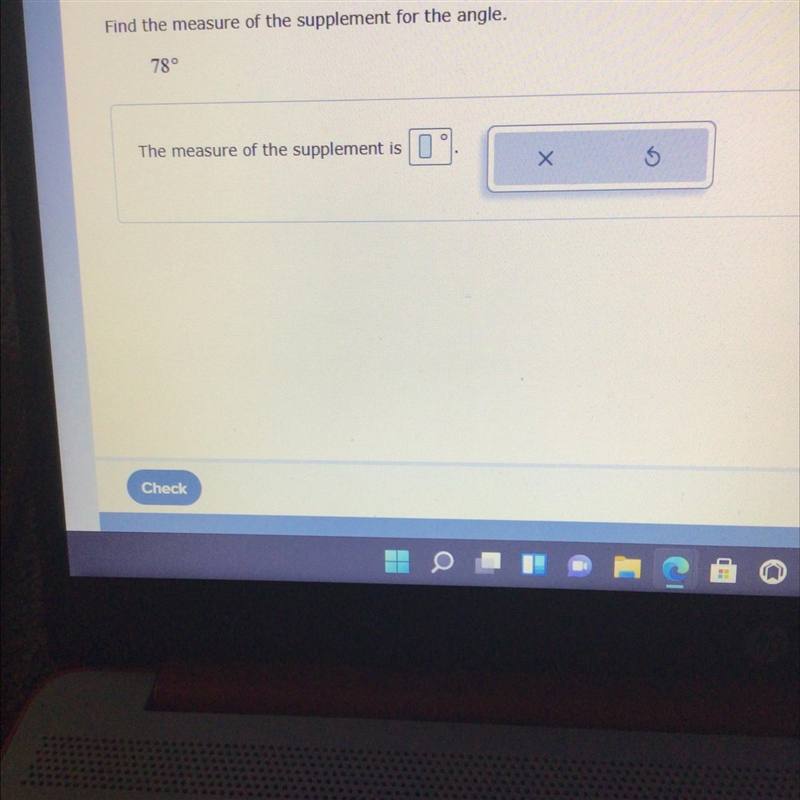 Find the measure of the supplement for the angle 78-example-1