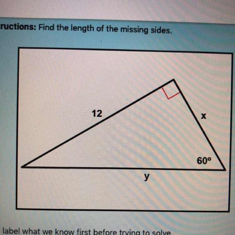 30-60-90 , how do I get the short leg , long leg and hypotenuse-example-1