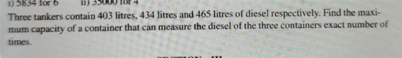 Three tankers contain 403 liters, 434 liters and 465 liters of diesel respectively-example-1