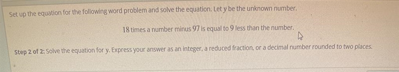 Set up the equation for the following word problem and solve the equation. Let y be-example-1