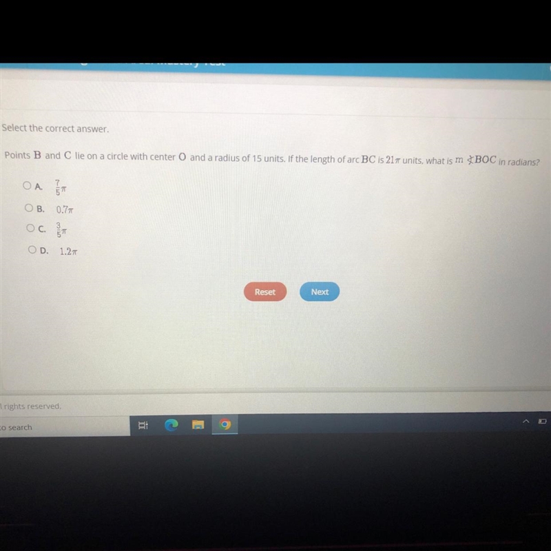 Points B and C lie on a circle with center O and a radius of 15 units. If the length-example-1