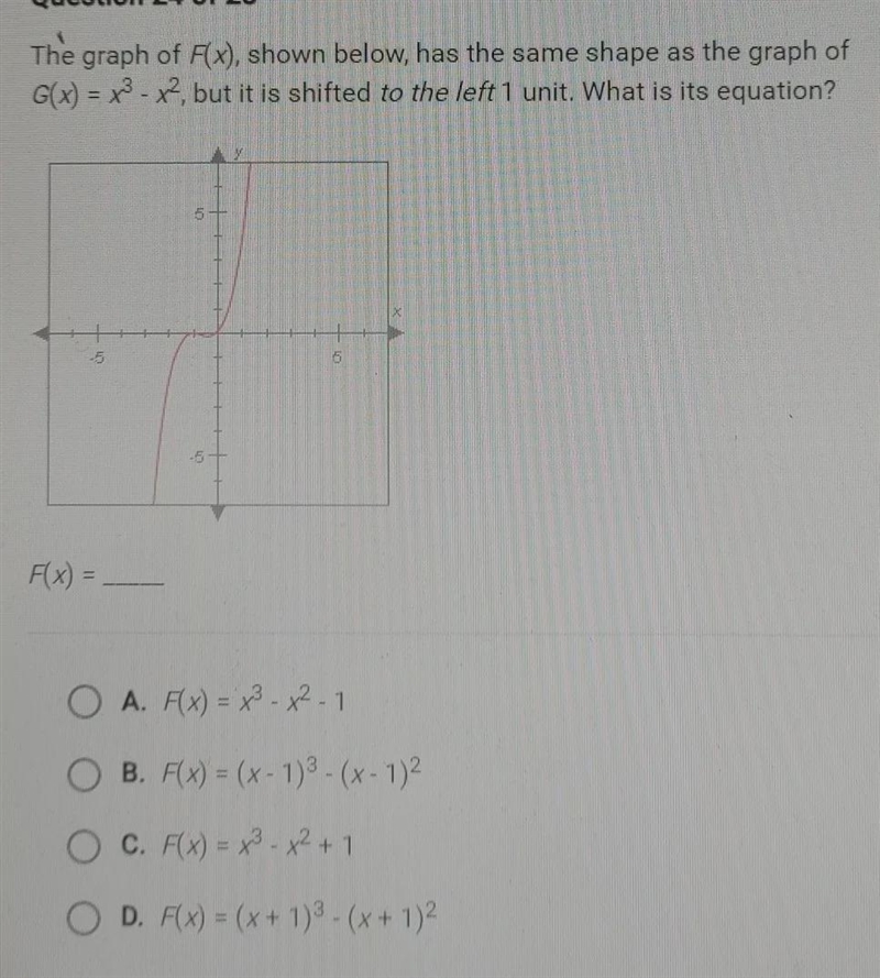 The graph of Fx), shown below, has the same shape as the graph of G(x) = x - x2, but-example-1