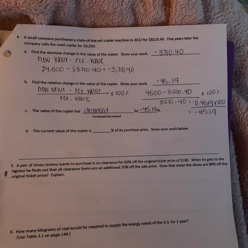 Question #4 Want to make sure my work is correct and need help solving (d)-example-1