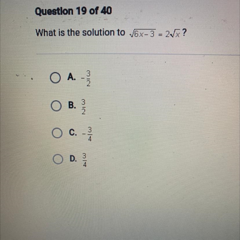 What is the solution to √6x-3 = 2√x?-example-1