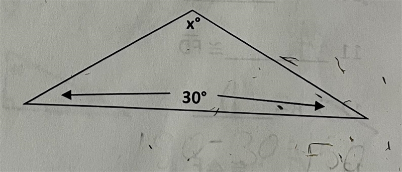 Find the value of the missing angle in this triangle show work on how you found the-example-1