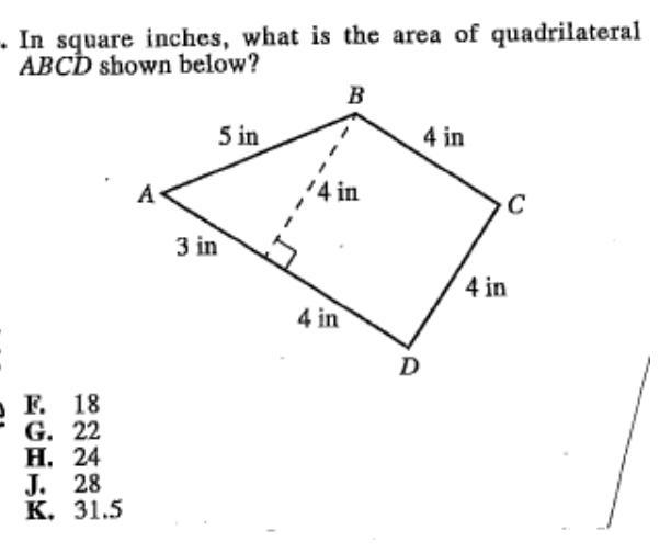 In square inches, what is the area of quadrilateralABCD shown below?-example-1