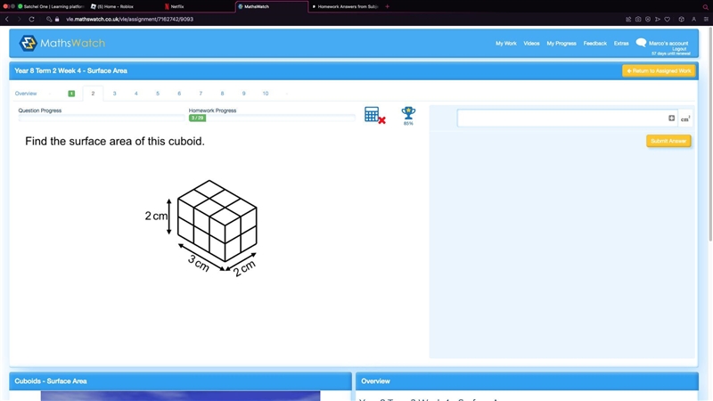 Find the surface area of this cuboid 2cm 3cm 2cm-example-1