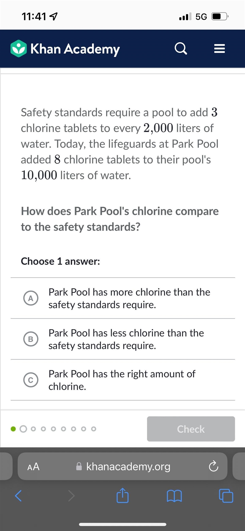 Safety standards require a pool to add 333 chlorine tablets to every 2,0002,0002, comma-example-2