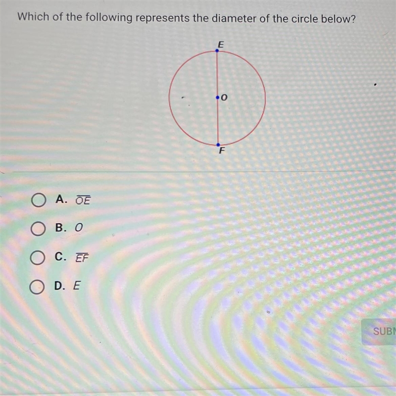 Which one is it? (URGENT PLEASE HELP) Which of the following represents the diameter-example-1