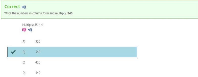 Multiply: 85 x 4 = 340-example-1