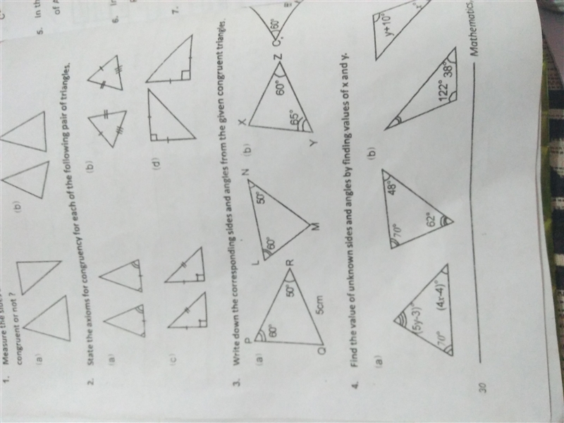 Write down the corresponding side and angles from given congruent triangles.-example-1