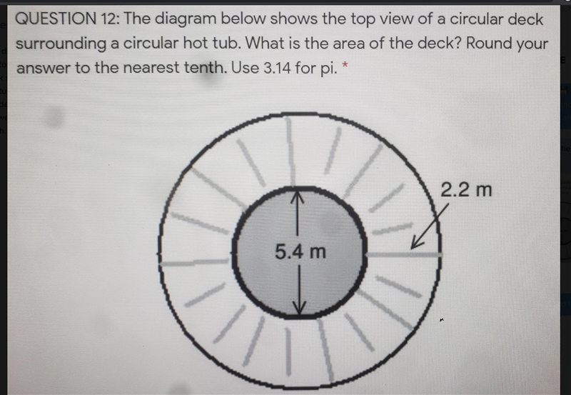 The diagram below shows the top view of a circular deck surrounding a circular hot-example-1