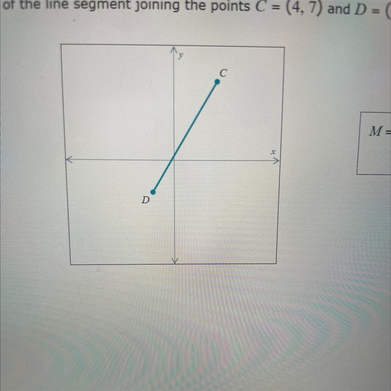 Find the midpoint of the line segment joining the points C= (4,7) and D= (-2,-3)-example-1