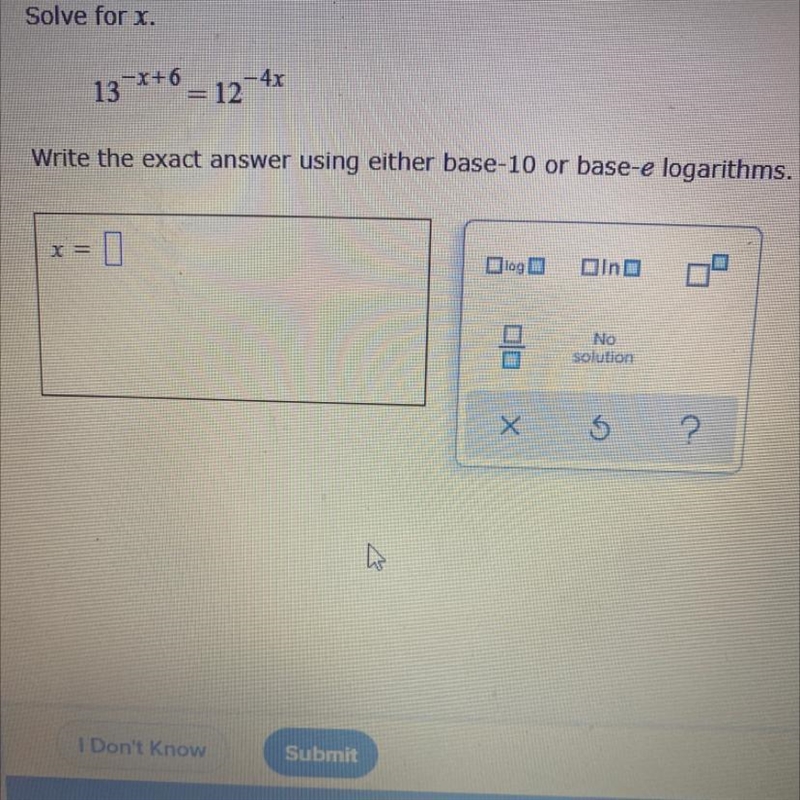 Solve for x, exact answer using either base-10 or base-e logarithms-example-1